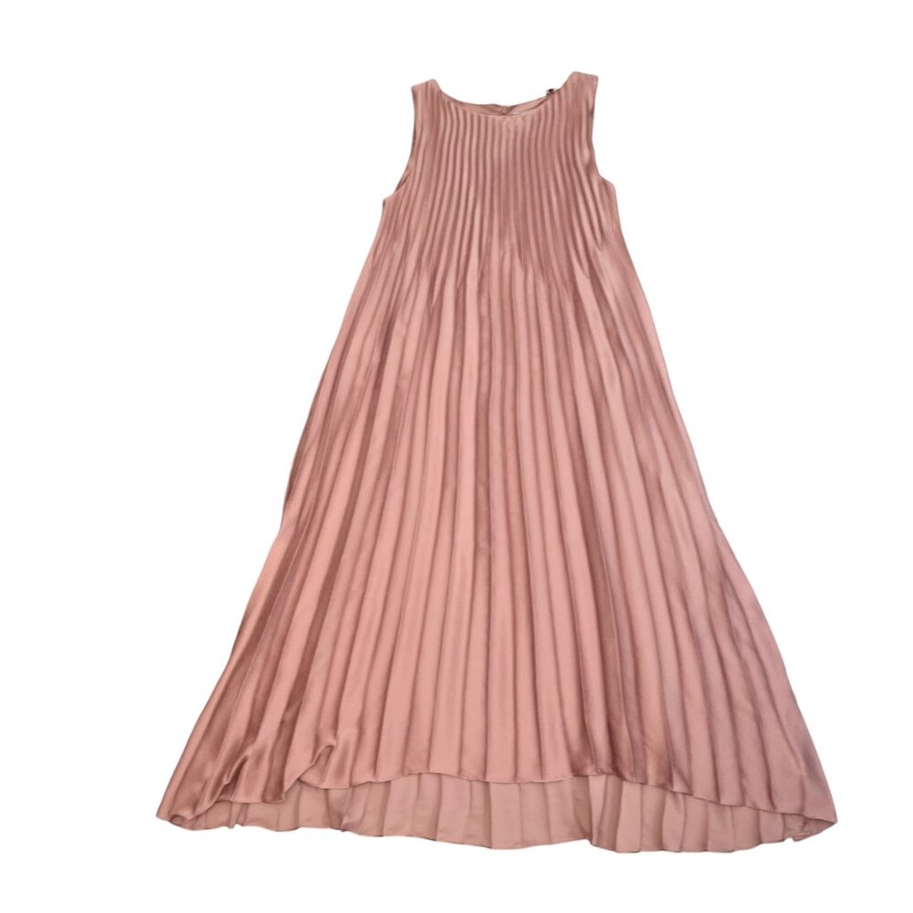 VINCE - Chevron Pleated Dress Vintage Rose Size M NWT